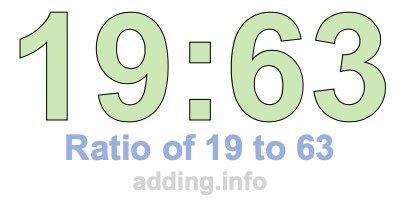 Ratio of 19 to 63 Ratio of 19 to 63