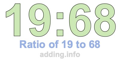 Ratio of 19 to 68 Ratio of 19 to 68