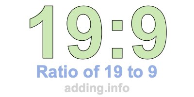 Ratio of 19 to 9 Ratio of 19 to 9