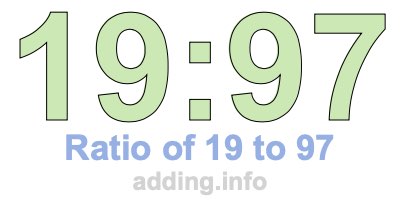 Ratio of 19 to 97 Ratio of 19 to 97