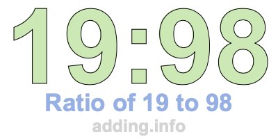Ratio of 19 to 98 Ratio of 19 to 98