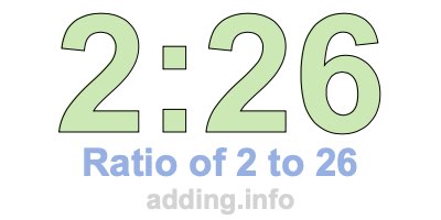 Ratio of 2 to 26 Ratio of 2 to 26