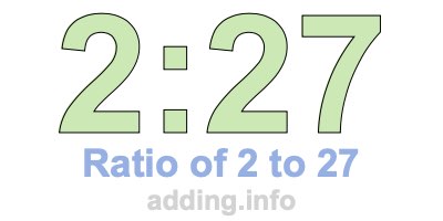 Ratio of 2 to 27 Ratio of 2 to 27