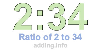 Ratio of 2 to 34 Ratio of 2 to 34