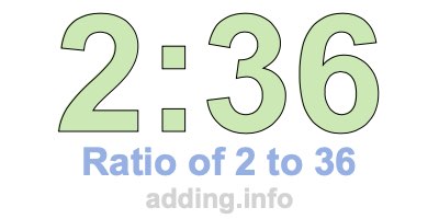 Ratio of 2 to 36 Ratio of 2 to 36