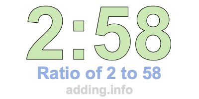 Ratio of 2 to 58 Ratio of 2 to 58