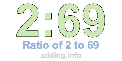 Ratio of 2 to 69 Ratio of 2 to 69