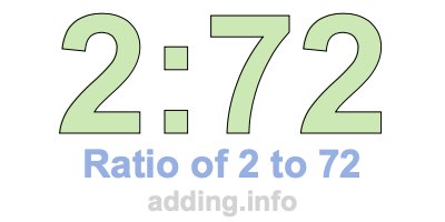 Ratio of 2 to 72 Ratio of 2 to 72