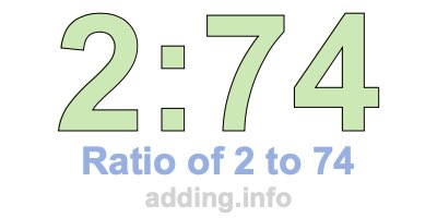 Ratio of 2 to 74 Ratio of 2 to 74
