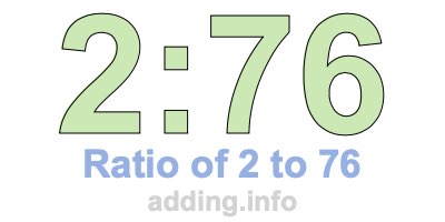 Ratio of 2 to 76 Ratio of 2 to 76