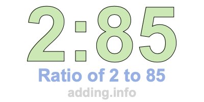 Ratio of 2 to 85 Ratio of 2 to 85