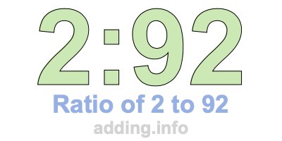 Ratio of 2 to 92 Ratio of 2 to 92