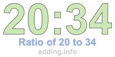 Ratio of 20 to 34 Ratio of 20 to 34