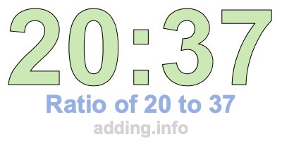 Ratio of 20 to 37 Ratio of 20 to 37
