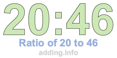 Ratio of 20 to 46 Ratio of 20 to 46