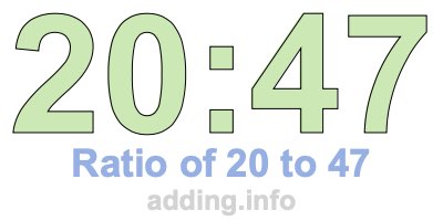 Ratio of 20 to 47 Ratio of 20 to 47