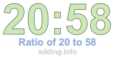 Ratio of 20 to 58