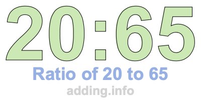 Ratio of 20 to 65