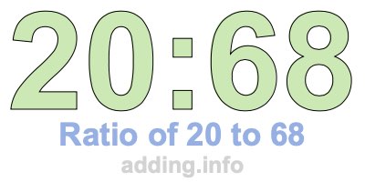 Ratio of 20 to 68 Ratio of 20 to 68