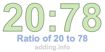 Ratio of 20 to 78 Ratio of 20 to 78