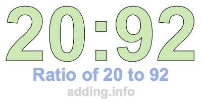 Ratio of 20 to 92 Ratio of 20 to 92