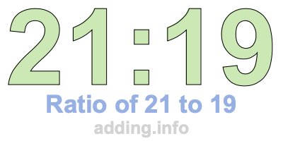 Ratio of 21 to 19 Ratio of 21 to 19