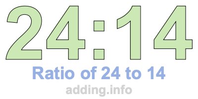 Ratio of 24 to 14 Ratio of 24 to 14