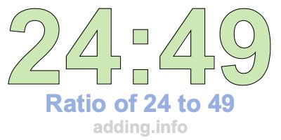 Ratio of 24 to 49 Ratio of 24 to 49