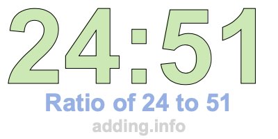 Ratio of 24 to 51 Ratio of 24 to 51