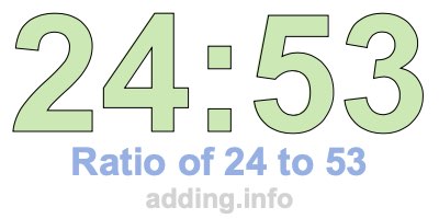 Ratio of 24 to 53 Ratio of 24 to 53