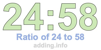 Ratio of 24 to 58 Ratio of 24 to 58