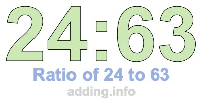 Ratio of 24 to 63 Ratio of 24 to 63