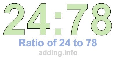 Ratio of 24 to 78 Ratio of 24 to 78