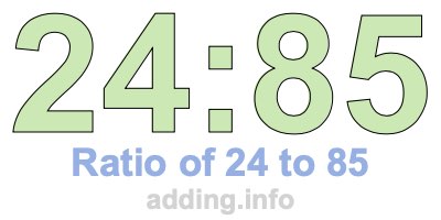 Ratio of 24 to 85 Ratio of 24 to 85