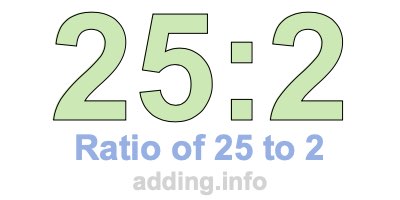 Ratio of 25 to 2 Ratio of 25 to 2