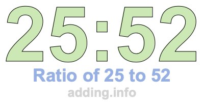 Ratio of 25 to 52 Ratio of 25 to 52