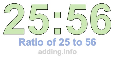 Ratio of 25 to 56 Ratio of 25 to 56