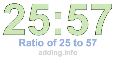 Ratio of 25 to 57 Ratio of 25 to 57