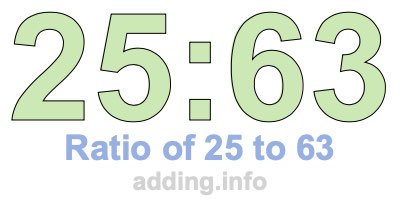 Ratio of 25 to 63
