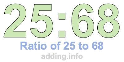 Ratio of 25 to 68 Ratio of 25 to 68