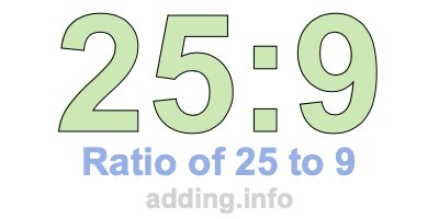 Ratio of 25 to 9 Ratio of 25 to 9
