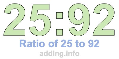 Ratio of 25 to 92 Ratio of 25 to 92