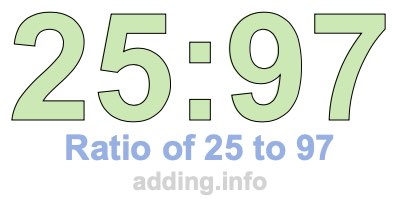 Ratio of 25 to 97 Ratio of 25 to 97