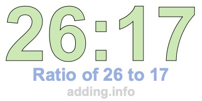 Ratio of 26 to 17 Ratio of 26 to 17