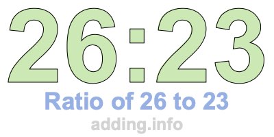 Ratio of 26 to 23 Ratio of 26 to 23
