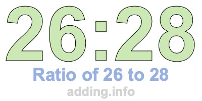 Ratio of 26 to 28 Ratio of 26 to 28