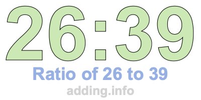 Ratio of 26 to 39 Ratio of 26 to 39