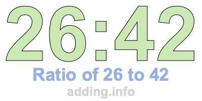 Ratio of 26 to 42 Ratio of 26 to 42