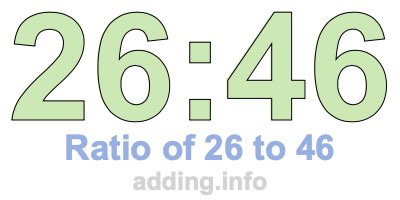 Ratio of 26 to 46 Ratio of 26 to 46
