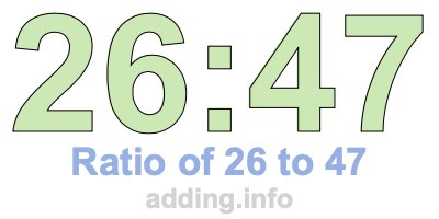 Ratio of 26 to 47 Ratio of 26 to 47